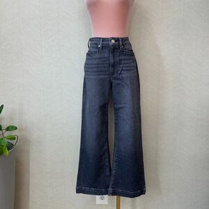 Paige Amour Slash Pockets Stretch Ash Black Denim Wide Leg Jeans Womens Size 28